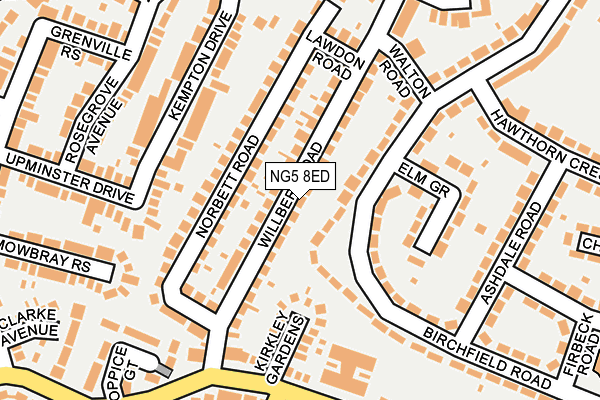 NG5 8ED map - OS OpenMap – Local (Ordnance Survey) NG5 8ED map - OS OpenMap – Local (Ordnance Survey)