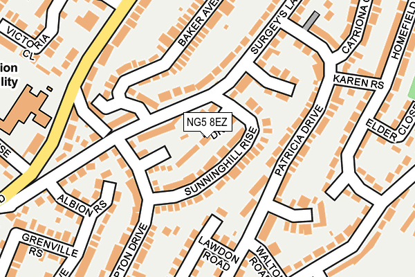 NG5 8EZ map - OS OpenMap – Local (Ordnance Survey) NG5 8EZ map - OS OpenMap – Local (Ordnance Survey)