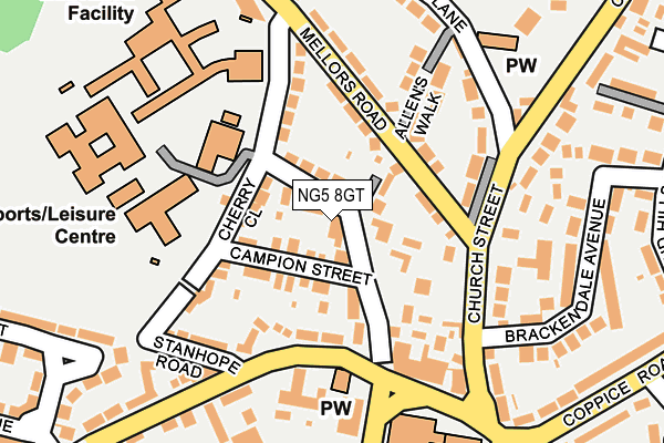 NG5 8GT map - OS OpenMap – Local (Ordnance Survey) NG5 8GT map - OS OpenMap – Local (Ordnance Survey)