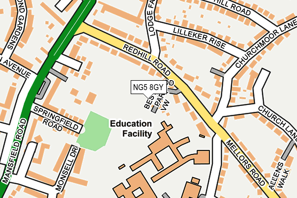 NG5 8GY map - OS OpenMap – Local (Ordnance Survey) NG5 8GY map - OS OpenMap – Local (Ordnance Survey)