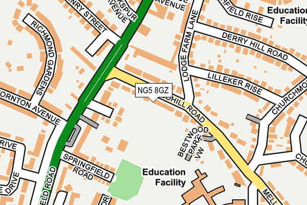 NG5 8GZ map - OS OpenMap – Local (Ordnance Survey) NG5 8GZ map - OS OpenMap – Local (Ordnance Survey)
