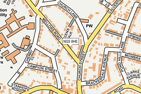 NG5 8HE map - OS OpenMap – Local (Ordnance Survey) NG5 8HE map - OS OpenMap – Local (Ordnance Survey)