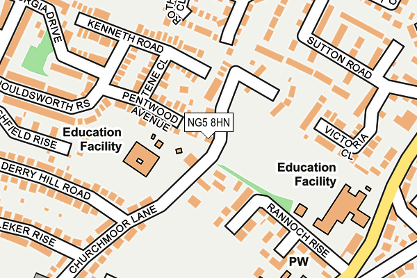 NG5 8HN map - OS OpenMap – Local (Ordnance Survey) NG5 8HN map - OS OpenMap – Local (Ordnance Survey)