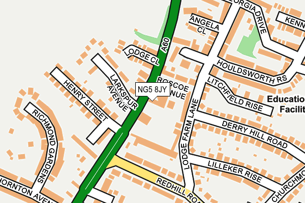 NG5 8JY map - OS OpenMap – Local (Ordnance Survey) NG5 8JY map - OS OpenMap – Local (Ordnance Survey)