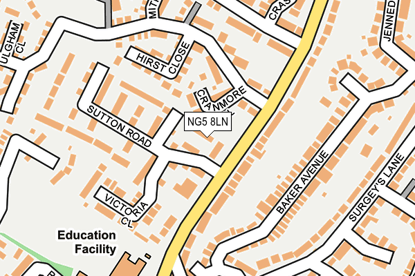 NG5 8LN map - OS OpenMap – Local (Ordnance Survey) NG5 8LN map - OS OpenMap – Local (Ordnance Survey)