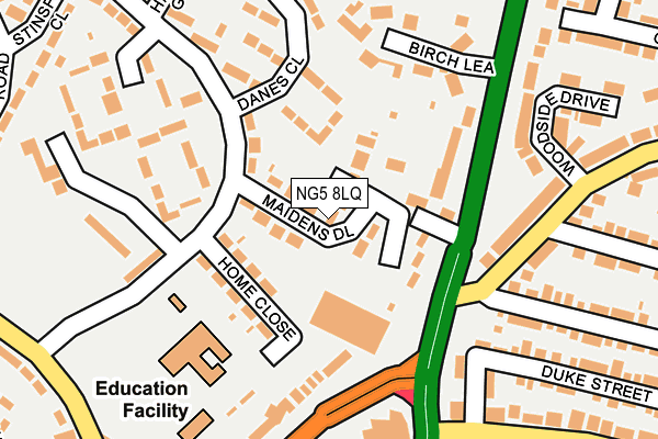 NG5 8LQ map - OS OpenMap – Local (Ordnance Survey) NG5 8LQ map - OS OpenMap – Local (Ordnance Survey)