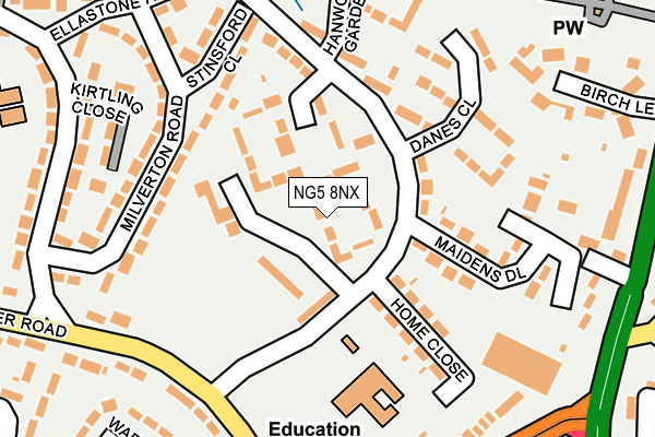 NG5 8NX map - OS OpenMap – Local (Ordnance Survey) NG5 8NX map - OS OpenMap – Local (Ordnance Survey)