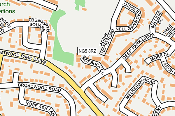 NG5 8RZ map - OS OpenMap – Local (Ordnance Survey) NG5 8RZ map - OS OpenMap – Local (Ordnance Survey)