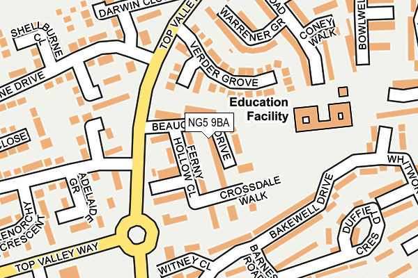NG5 9BA map - OS OpenMap – Local (Ordnance Survey) NG5 9BA map - OS OpenMap – Local (Ordnance Survey)
