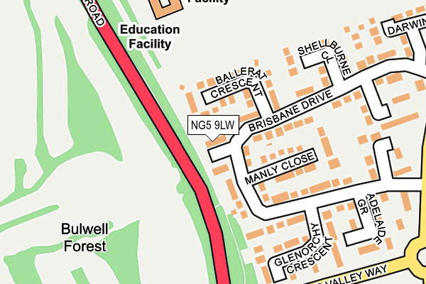 NG5 9LW map - OS OpenMap – Local (Ordnance Survey) NG5 9LW map - OS OpenMap – Local (Ordnance Survey)