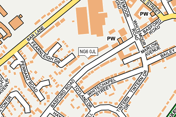 NG6 0JL map - OS OpenMap – Local (Ordnance Survey) NG6 0JL map - OS OpenMap – Local (Ordnance Survey)