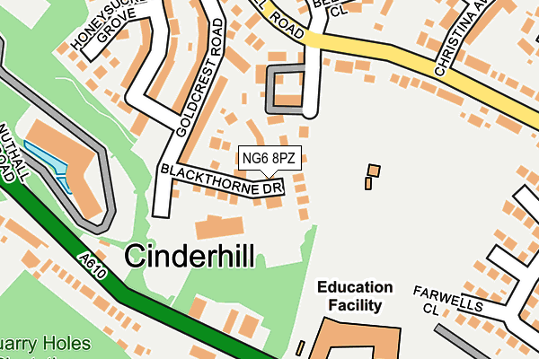 NG6 8PZ map - OS OpenMap – Local (Ordnance Survey) NG6 8PZ map - OS OpenMap – Local (Ordnance Survey)