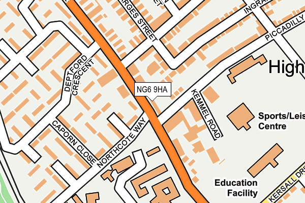 NG6 9HA map - OS OpenMap – Local (Ordnance Survey) NG6 9HA map - OS OpenMap – Local (Ordnance Survey)