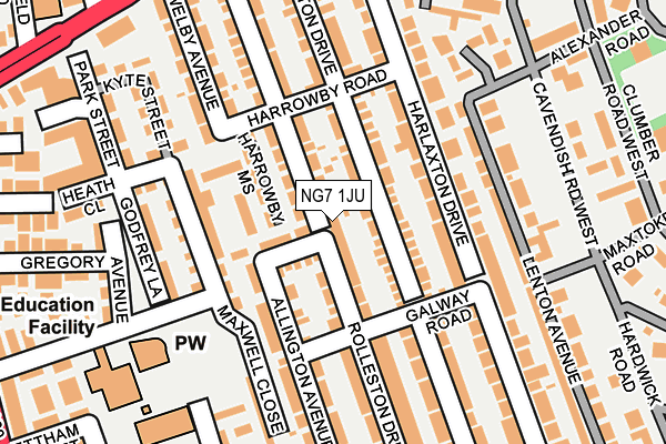 NG7 1JU map - OS OpenMap – Local (Ordnance Survey) NG7 1JU map - OS OpenMap – Local (Ordnance Survey)
