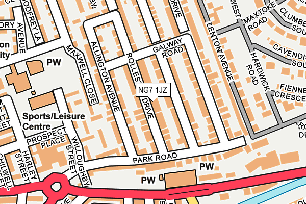 NG7 1JZ map - OS OpenMap – Local (Ordnance Survey) NG7 1JZ map - OS OpenMap – Local (Ordnance Survey)