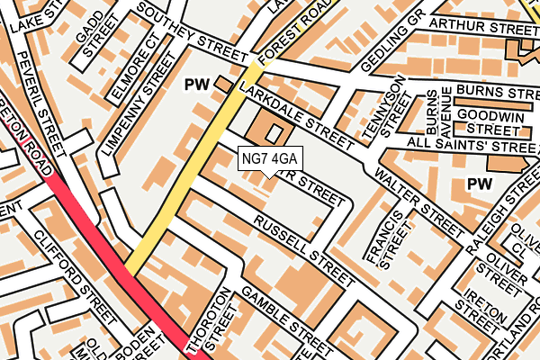 NG7 4GA map - OS OpenMap – Local (Ordnance Survey) NG7 4GA map - OS OpenMap – Local (Ordnance Survey)