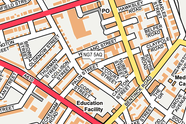 NG7 5AQ map - OS OpenMap – Local (Ordnance Survey) NG7 5AQ map - OS OpenMap – Local (Ordnance Survey)