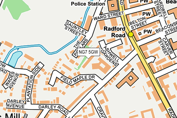 NG7 5GW map - OS OpenMap – Local (Ordnance Survey) NG7 5GW map - OS OpenMap – Local (Ordnance Survey)