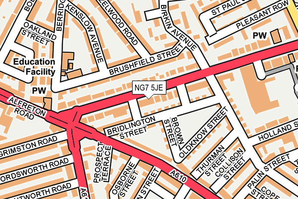 NG7 5JE map - OS OpenMap – Local (Ordnance Survey) NG7 5JE map - OS OpenMap – Local (Ordnance Survey)