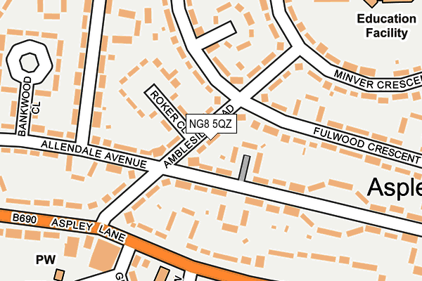 NG8 5QZ map - OS OpenMap – Local (Ordnance Survey) NG8 5QZ map - OS OpenMap – Local (Ordnance Survey)