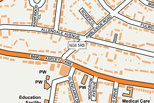 NG8 5RB map - OS OpenMap – Local (Ordnance Survey) NG8 5RB map - OS OpenMap – Local (Ordnance Survey)
