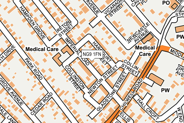 NG9 1FN map - OS OpenMap – Local (Ordnance Survey)