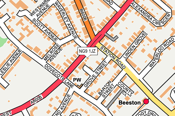 NG9 1JZ map - OS OpenMap – Local (Ordnance Survey)