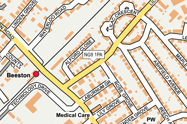 NG9 1PA map - OS OpenMap – Local (Ordnance Survey) NG9 1PA map - OS OpenMap – Local (Ordnance Survey)