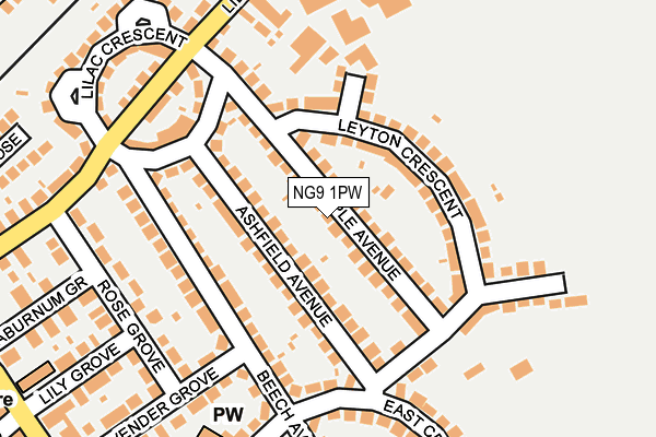 NG9 1PW map - OS OpenMap – Local (Ordnance Survey) NG9 1PW map - OS OpenMap – Local (Ordnance Survey)