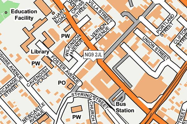 NG9 2JL map - OS OpenMap – Local (Ordnance Survey) NG9 2JL map - OS OpenMap – Local (Ordnance Survey)