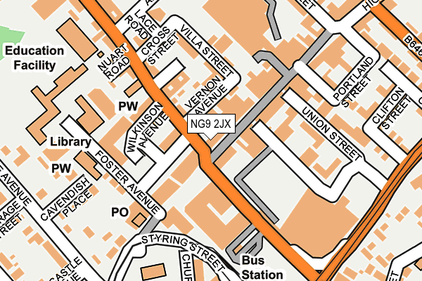 NG9 2JX map - OS OpenMap – Local (Ordnance Survey) NG9 2JX map - OS OpenMap – Local (Ordnance Survey)