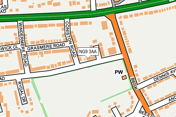 NG9 3AA map - OS OpenMap – Local (Ordnance Survey) NG9 3AA map - OS OpenMap – Local (Ordnance Survey)