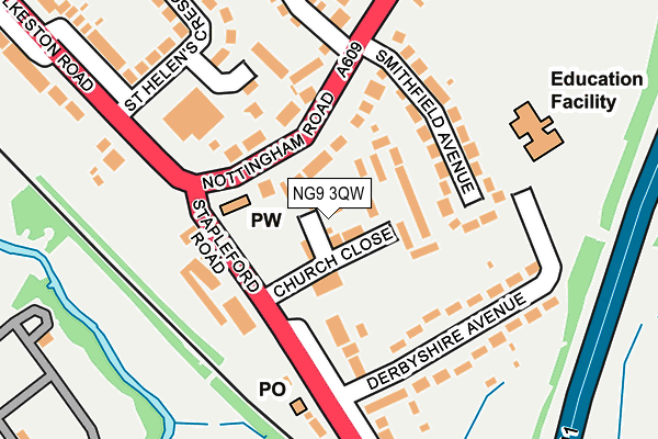 NG9 3QW map - OS OpenMap – Local (Ordnance Survey) NG9 3QW map - OS OpenMap – Local (Ordnance Survey)