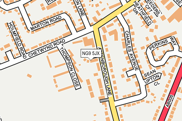 NG9 5JX map - OS OpenMap – Local (Ordnance Survey) NG9 5JX map - OS OpenMap – Local (Ordnance Survey)