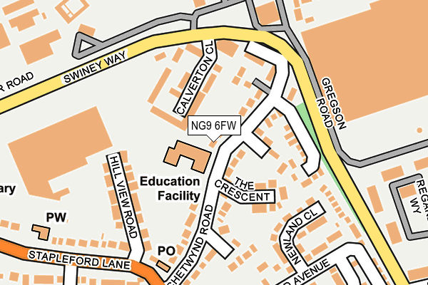 NG9 6FW map - OS OpenMap – Local (Ordnance Survey) NG9 6FW map - OS OpenMap – Local (Ordnance Survey)