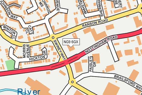 NG9 6GX map - OS OpenMap – Local (Ordnance Survey) NG9 6GX map - OS OpenMap – Local (Ordnance Survey)
