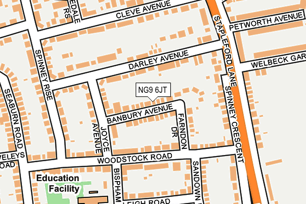 NG9 6JT map - OS OpenMap – Local (Ordnance Survey) NG9 6JT map - OS OpenMap – Local (Ordnance Survey)