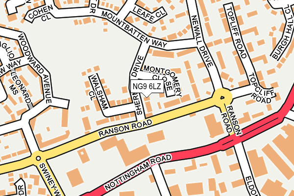 NG9 6LZ map - OS OpenMap – Local (Ordnance Survey) NG9 6LZ map - OS OpenMap – Local (Ordnance Survey)