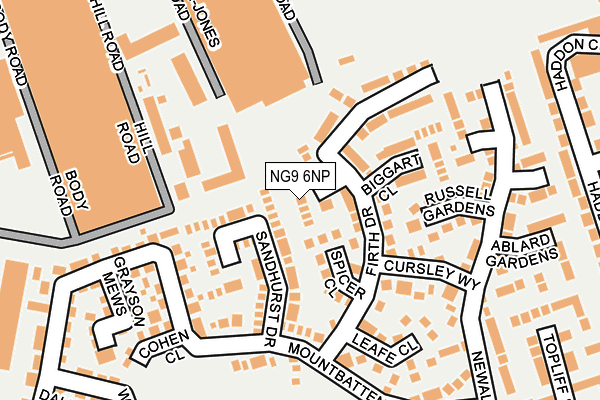 NG9 6NP map - OS OpenMap – Local (Ordnance Survey) NG9 6NP map - OS OpenMap – Local (Ordnance Survey)