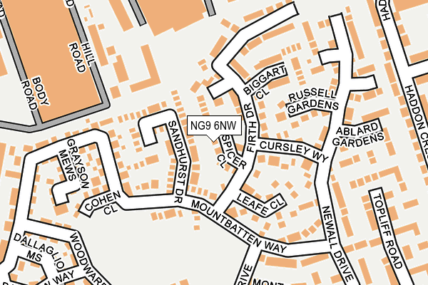 NG9 6NW map - OS OpenMap – Local (Ordnance Survey) NG9 6NW map - OS OpenMap – Local (Ordnance Survey)