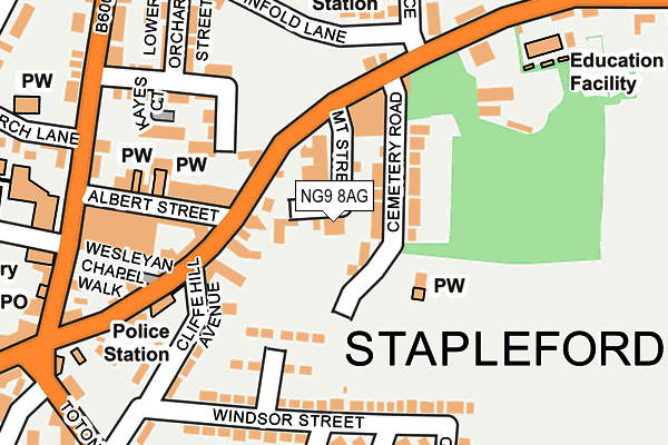 NG9 8AG map - OS OpenMap – Local (Ordnance Survey) NG9 8AG map - OS OpenMap – Local (Ordnance Survey)