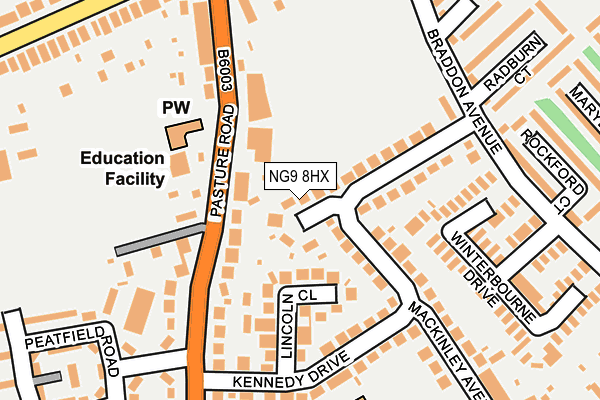 NG9 8HX map - OS OpenMap – Local (Ordnance Survey) NG9 8HX map - OS OpenMap – Local (Ordnance Survey)