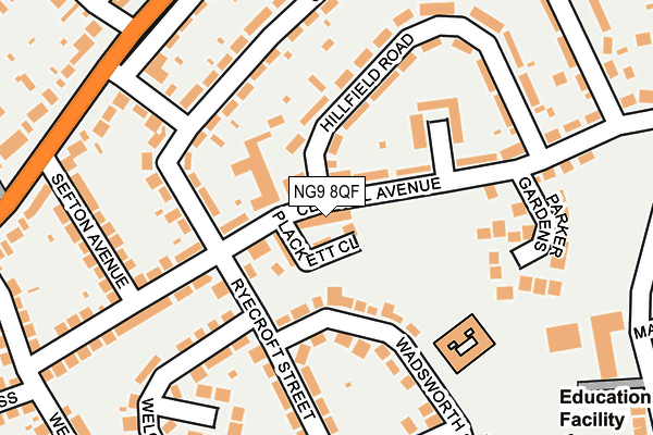 NG9 8QF map - OS OpenMap – Local (Ordnance Survey) NG9 8QF map - OS OpenMap – Local (Ordnance Survey)