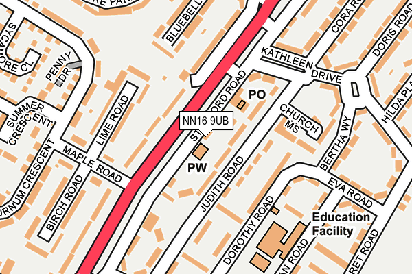 NN16 9UB map - OS OpenMap – Local (Ordnance Survey)