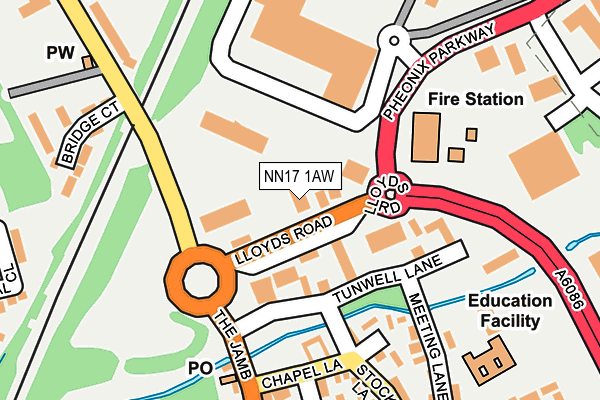 NN17 1AW map - OS OpenMap – Local (Ordnance Survey) NN17 1AW map - OS OpenMap – Local (Ordnance Survey)
