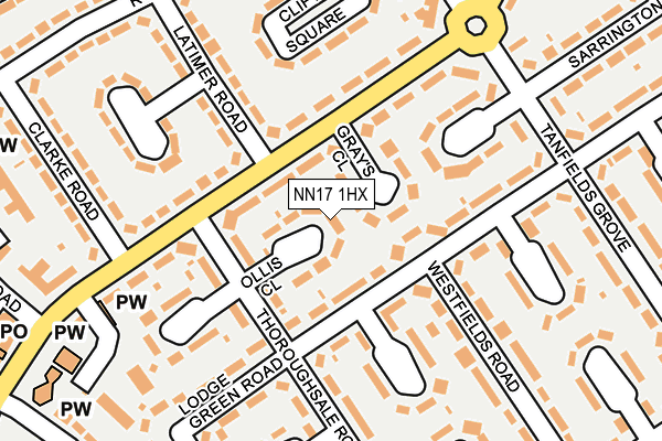 NN17 1HX map - OS OpenMap – Local (Ordnance Survey) NN17 1HX map - OS OpenMap – Local (Ordnance Survey)