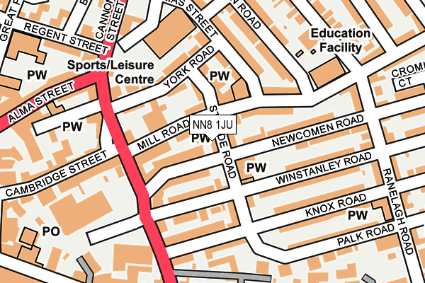 NN8 1JU map - OS OpenMap – Local (Ordnance Survey)