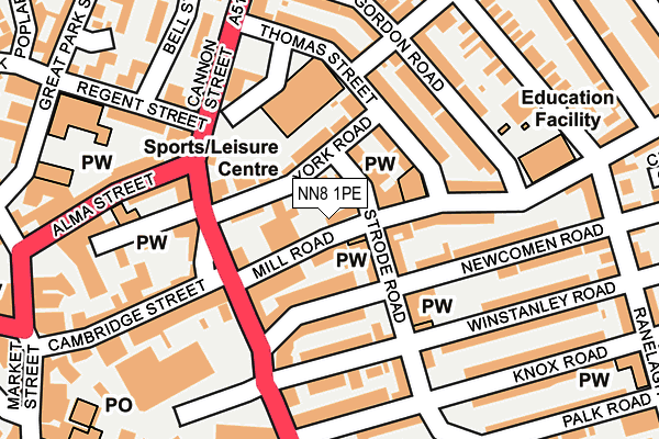 NN8 1PE map - OS OpenMap – Local (Ordnance Survey) NN8 1PE map - OS OpenMap – Local (Ordnance Survey)