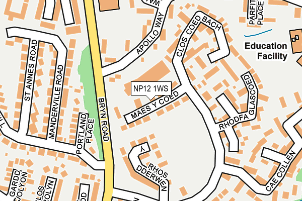 NP12 1WS map - OS OpenMap – Local (Ordnance Survey) NP12 1WS map - OS OpenMap – Local (Ordnance Survey)