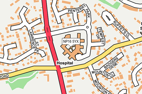 NP16 5YX map - OS OpenMap – Local (Ordnance Survey) NP16 5YX map - OS OpenMap – Local (Ordnance Survey)